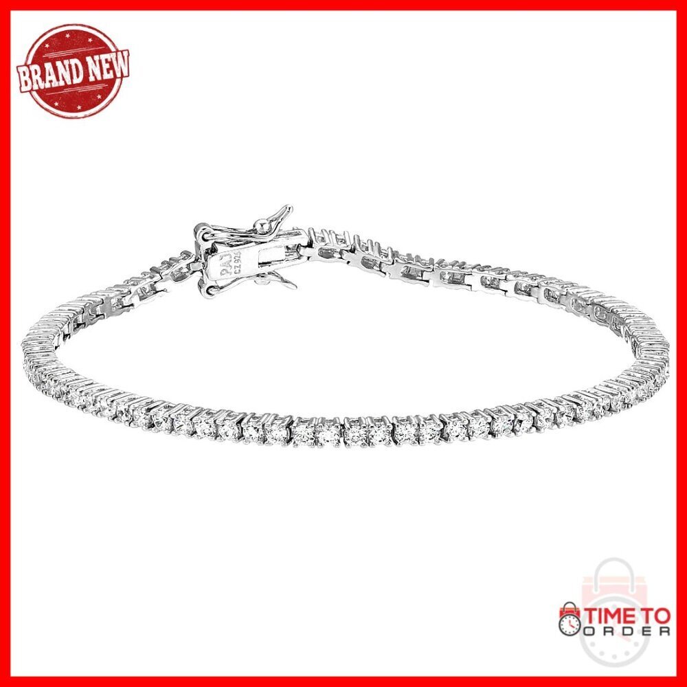 Sterling Silver Tennis Bracelet 7" with Cubic Zirconia Stones